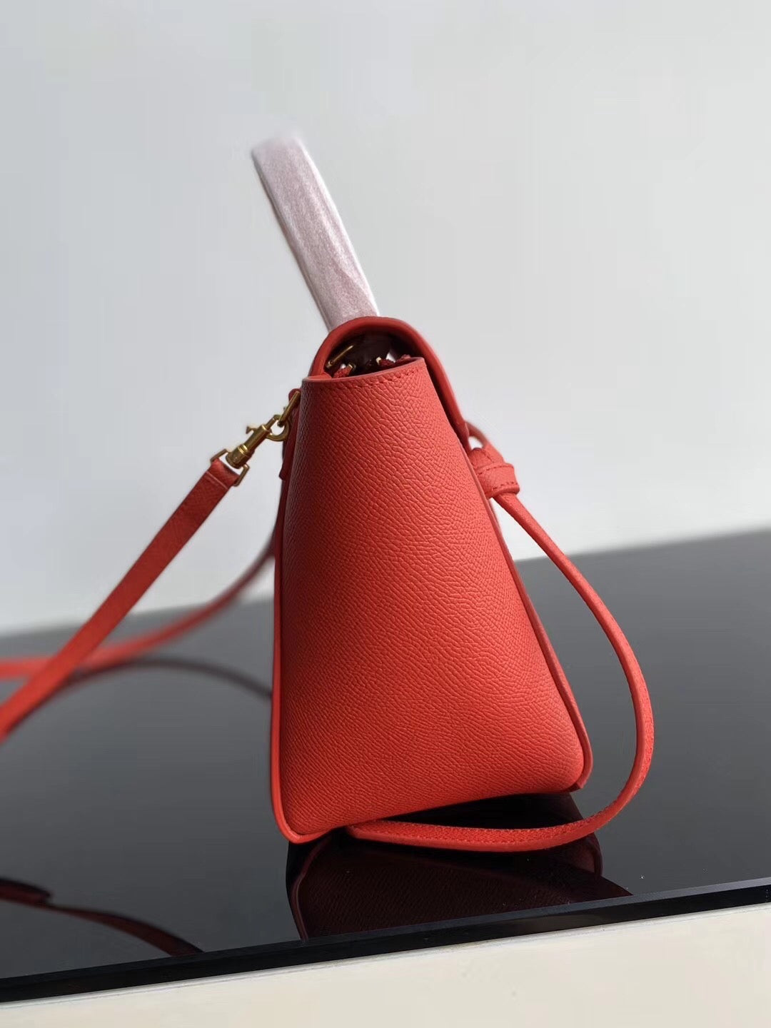 Celine Belt Nano Bag In Red Grained Calfskin