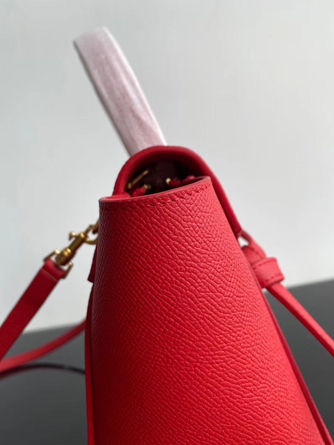 Celine Belt Nano Bag In Red Grained Calfskin