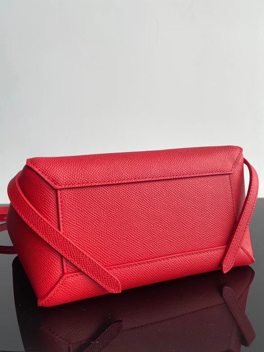 Celine Belt Nano Bag In Red Grained Calfskin