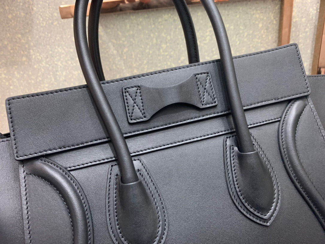 Celine Micro Luggage Tote Bag In Black Smooth Calfskin