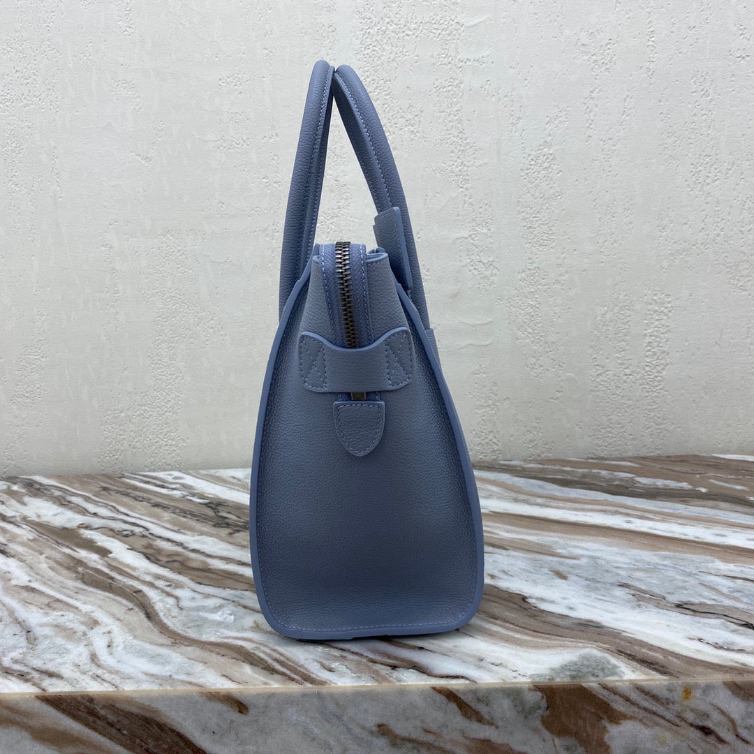 Celine Micro Luggage Tote Bag In Blue Smooth Calfskin