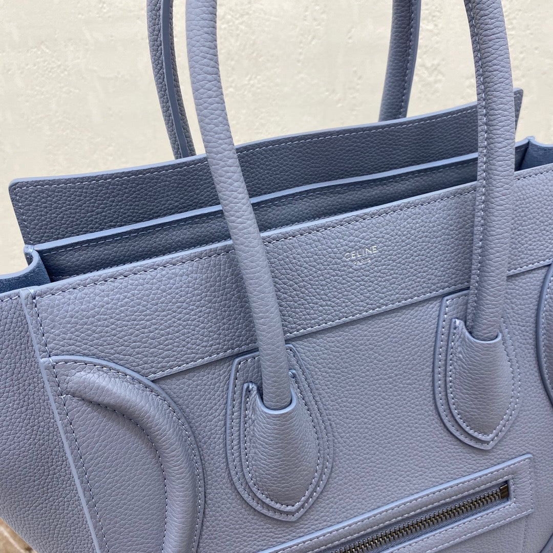 Celine Micro Luggage Tote Bag In Blue Smooth Calfskin