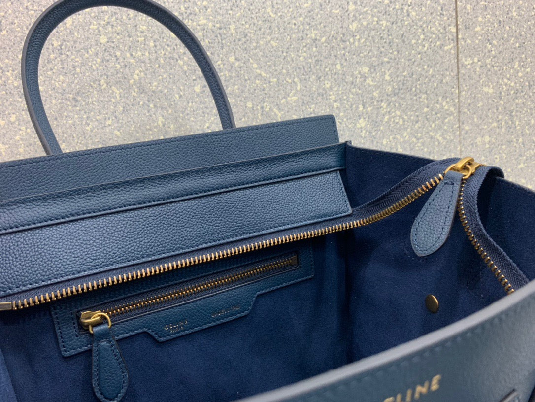 Celine Micro Luggage Tote Bag In Dark Blue Smooth Calfskin