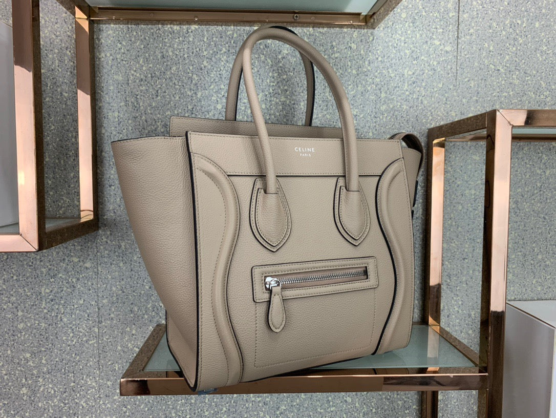 Celine Micro Luggage Tote Bag In Beige Smooth Calfskin