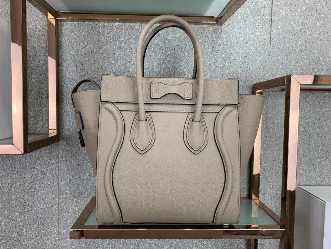 Celine Micro Luggage Tote Bag In Beige Smooth Calfskin