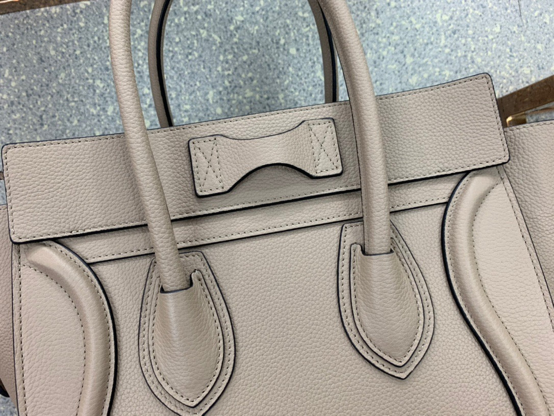 Celine Micro Luggage Tote Bag In Beige Smooth Calfskin