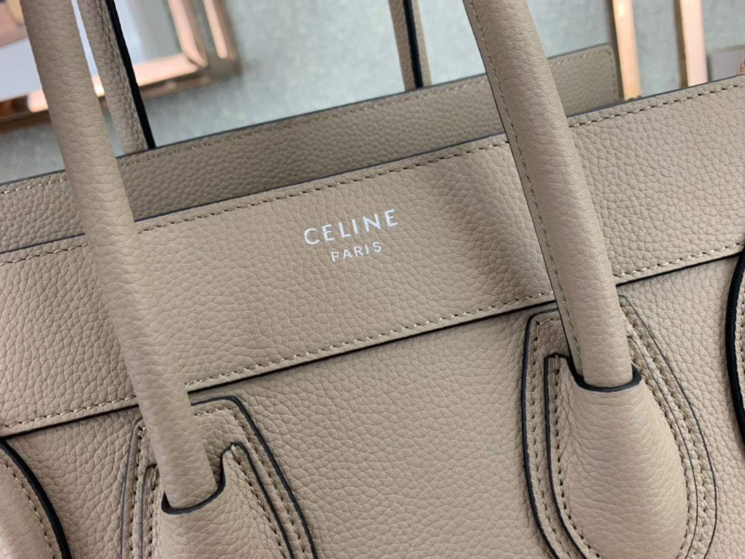 Celine Micro Luggage Tote Bag In Beige Smooth Calfskin