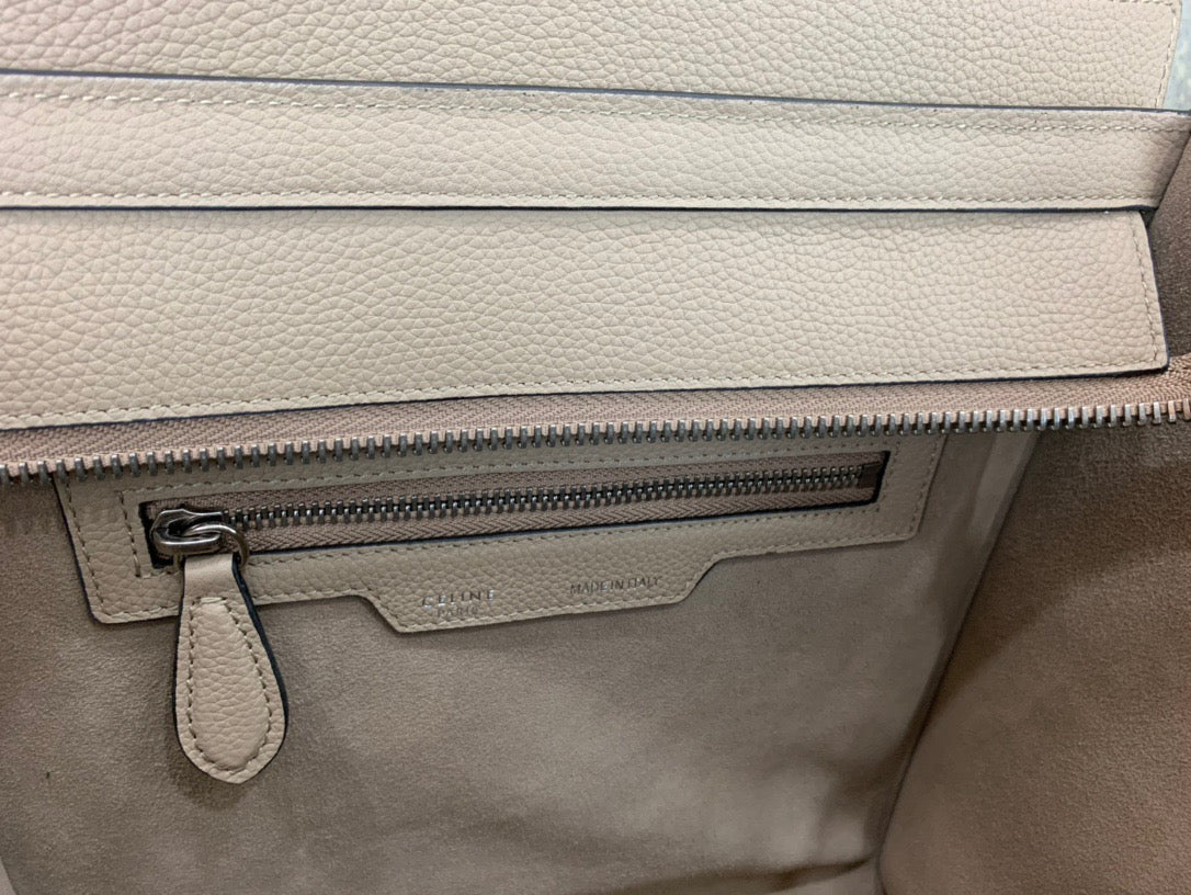 Celine Micro Luggage Tote Bag In Beige Smooth Calfskin