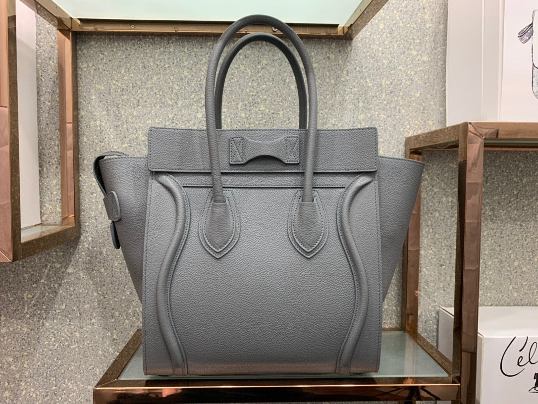 Celine Micro Luggage Tote Bag In Gray Smooth Calfskin