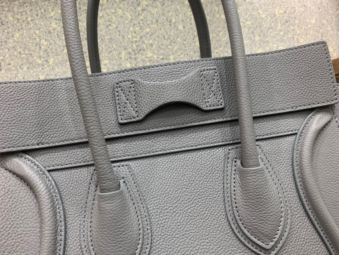 Celine Micro Luggage Tote Bag In Gray Smooth Calfskin