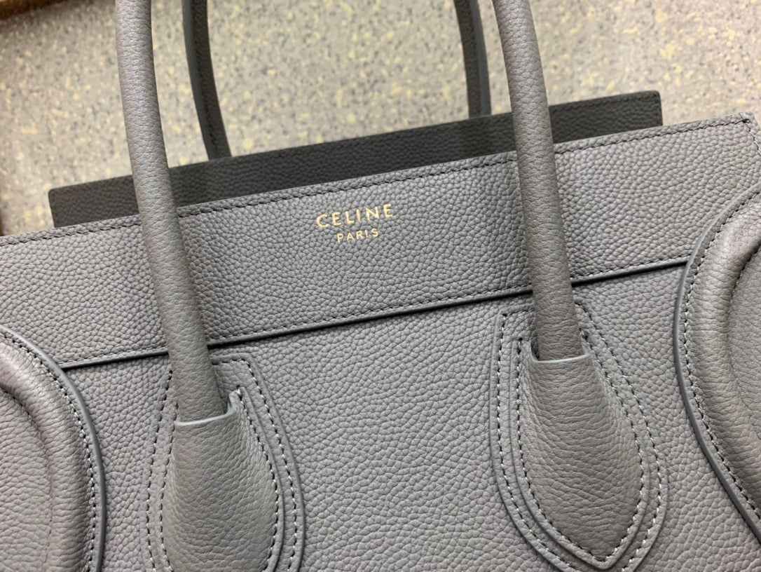 Celine Micro Luggage Tote Bag In Gray Smooth Calfskin