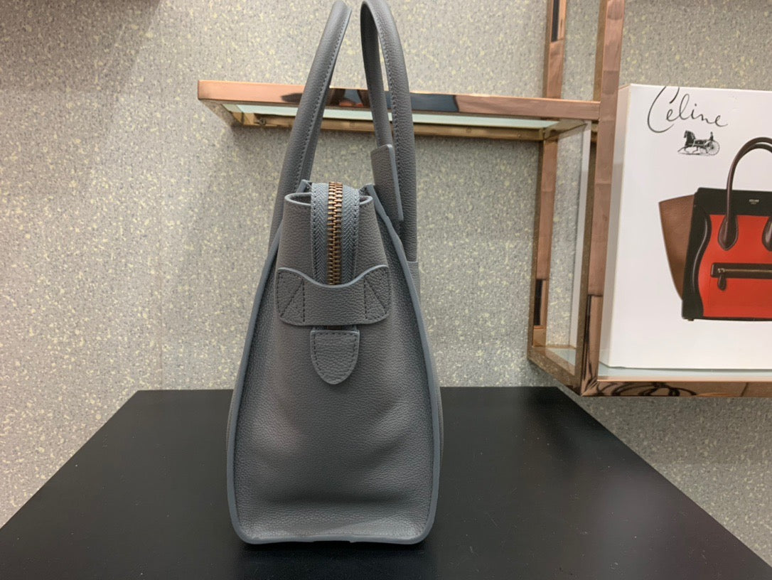 Celine Micro Luggage Tote Bag In Gray Smooth Calfskin