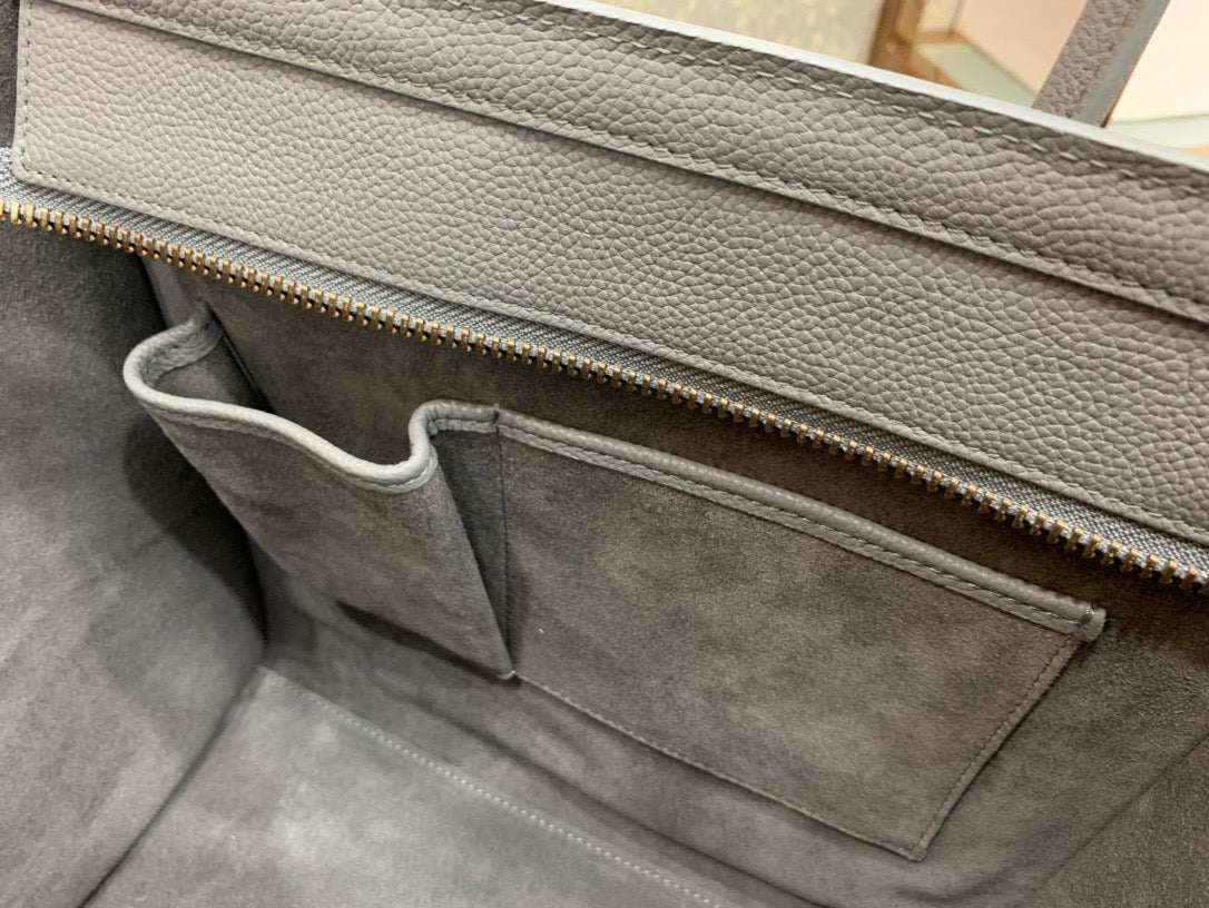 Celine Micro Luggage Tote Bag In Gray Smooth Calfskin