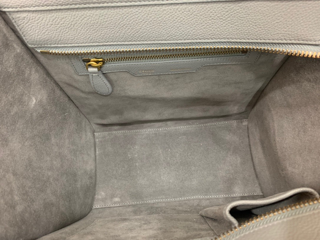 Celine Micro Luggage Tote Bag In Gray Smooth Calfskin