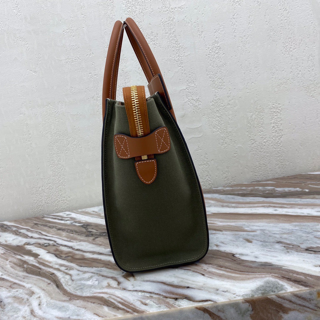 Celine Micro Luggage Tote Bag In Dark Green Smooth Calfskin