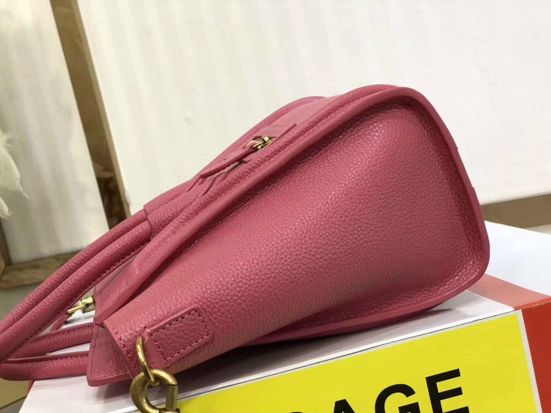 Celine Nano Luggage Tote Bag In Rose Red Drummed Calfskin