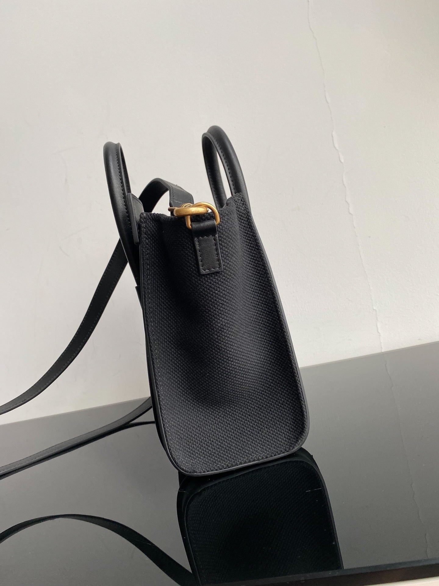 Celine Nano Luggage Tote Bag In Black Drummed Calfskin