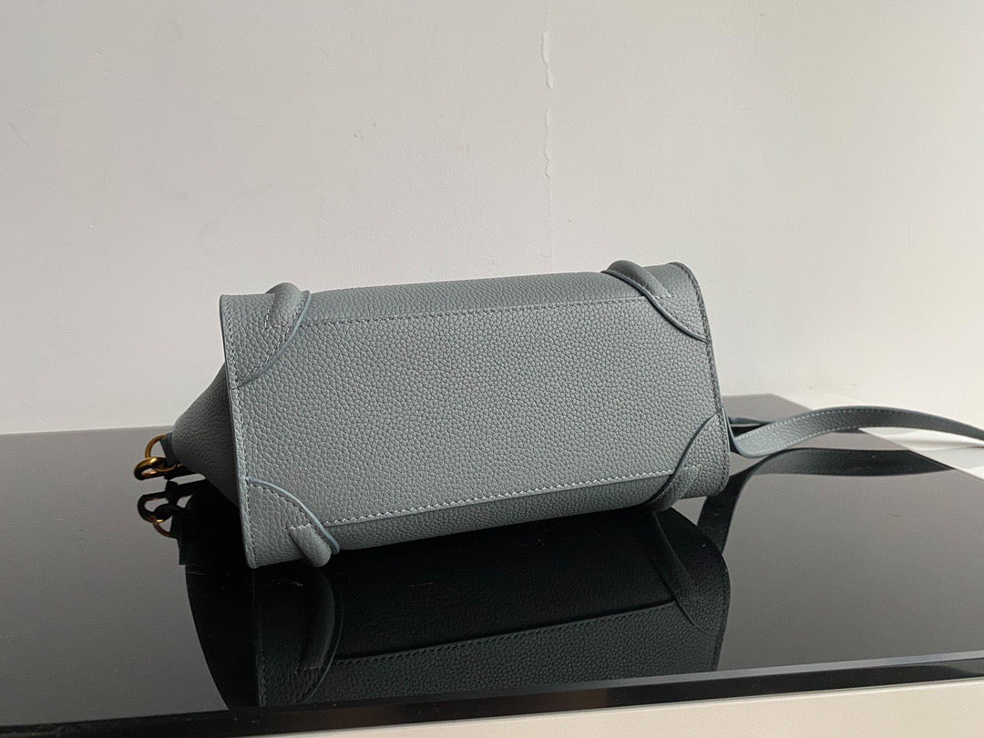 Celine Nano Luggage Tote Bag In Gray Drummed Calfskin