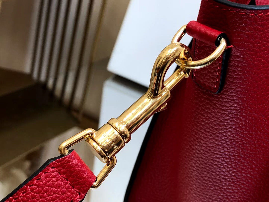 Celine Nano Luggage Tote Bag In Red Drummed Calfskin