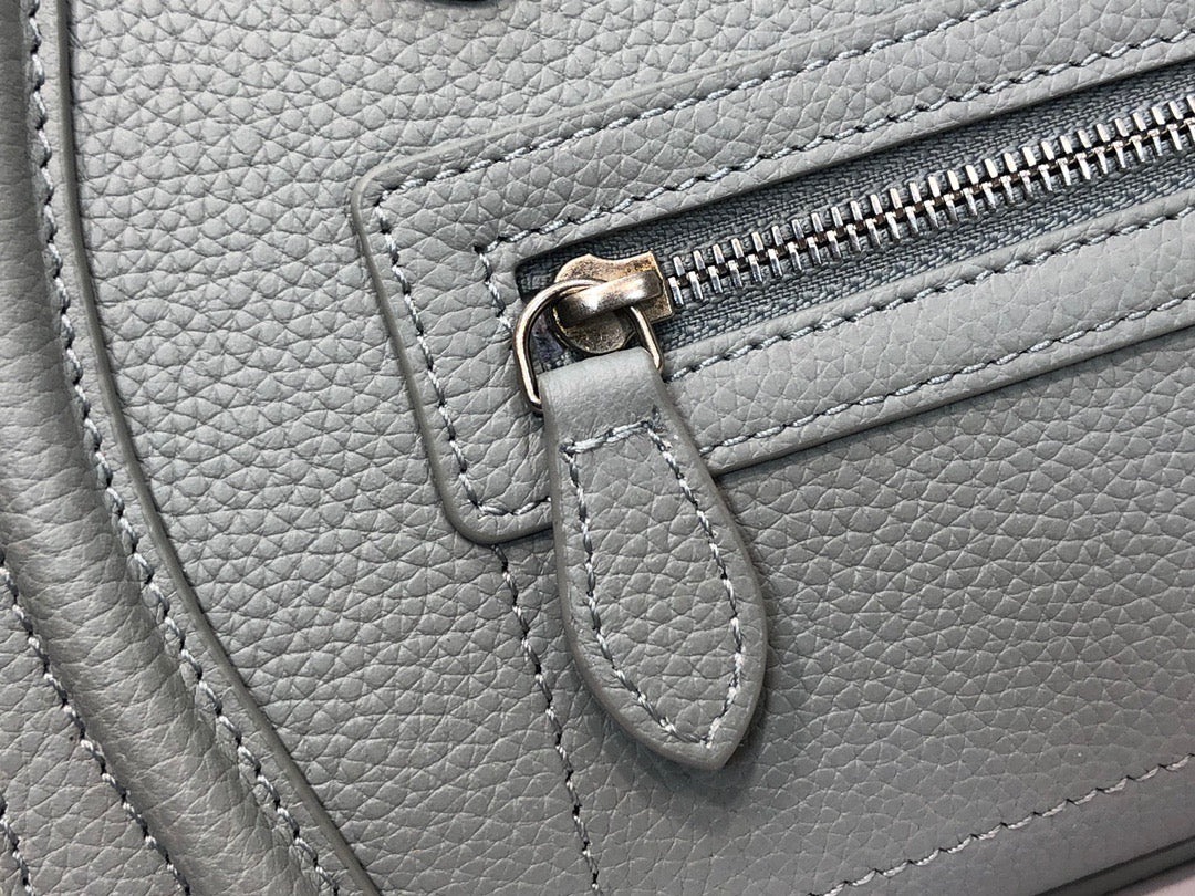 Celine Nano Luggage Tote Bag In Gray Drummed Calfskin