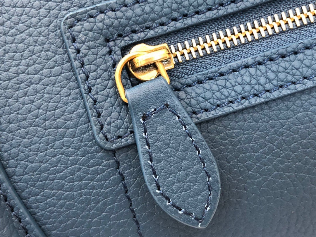 Celine Nano Luggage Tote Bag In Dark Blue Drummed Calfskin