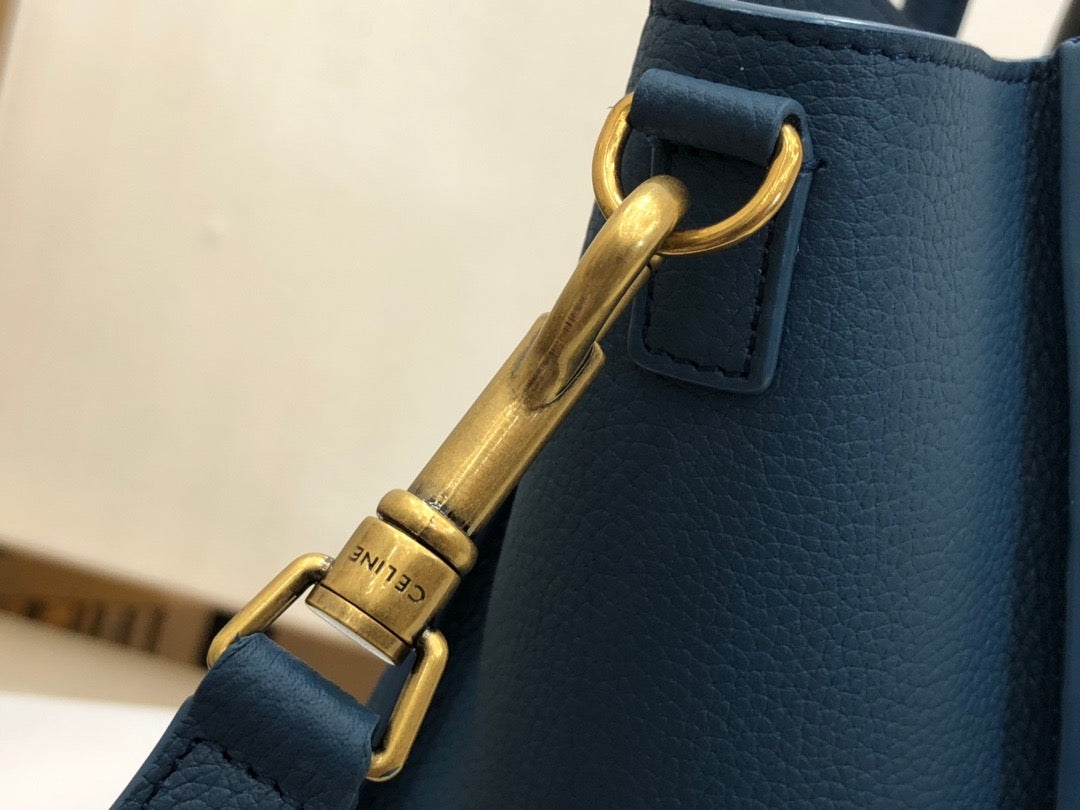 Celine Nano Luggage Tote Bag In Dark Blue Drummed Calfskin