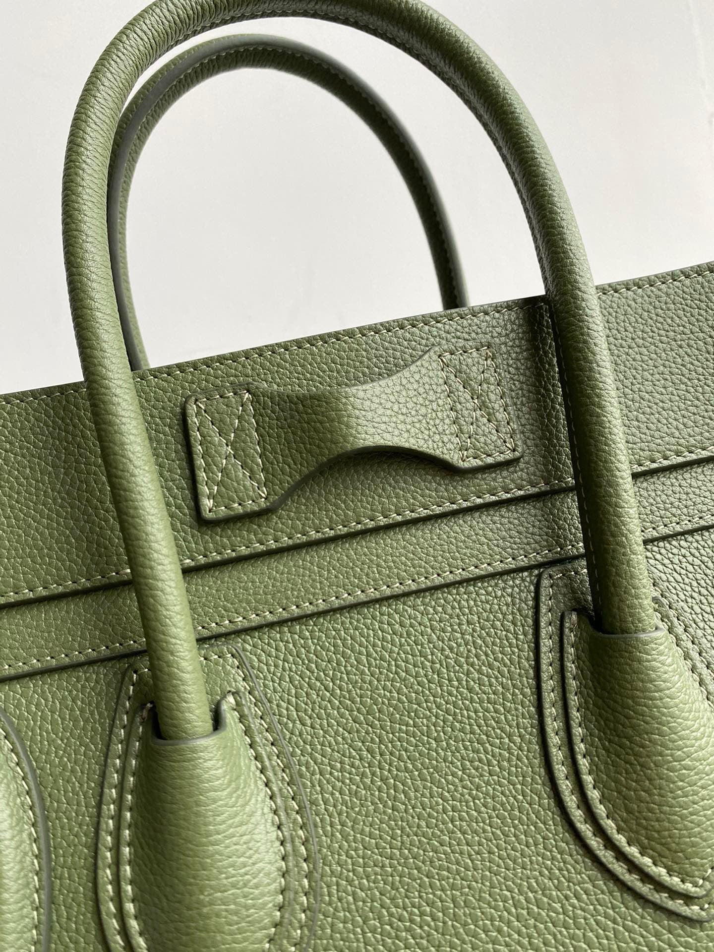 Celine Micro Luggage Tote Bag In Green Smooth Calfskin