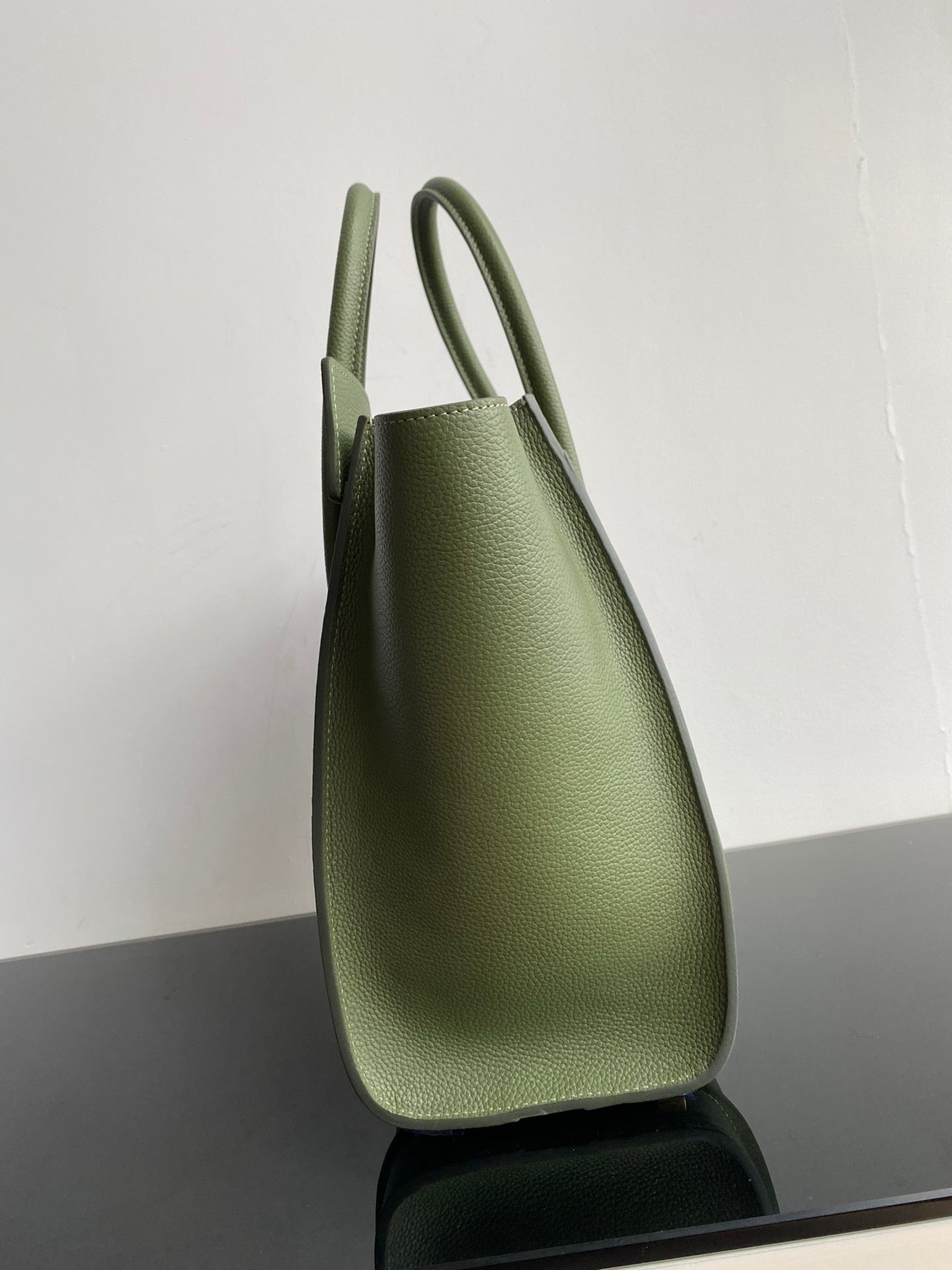 Celine Micro Luggage Tote Bag In Green Smooth Calfskin