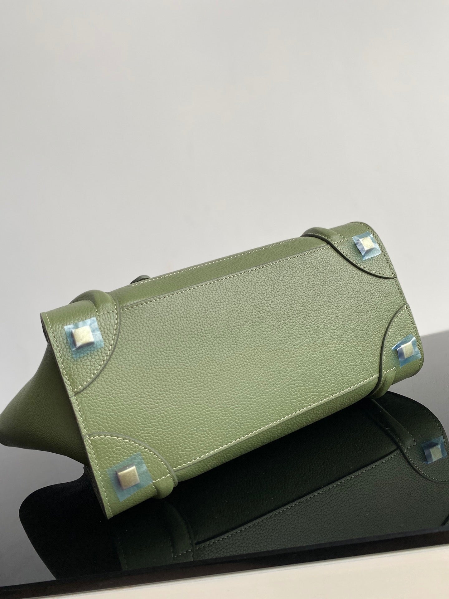 Celine Micro Luggage Tote Bag In Green Smooth Calfskin