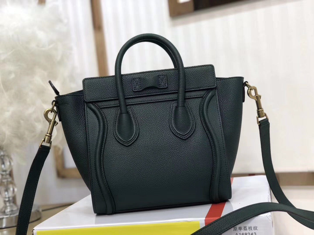 Celine Micro Luggage Tote Bag In Black Smooth Calfskin