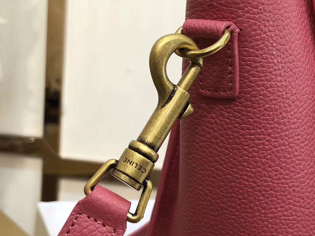 Celine Micro Luggage Tote Bag In Rose Red Smooth Calfskin