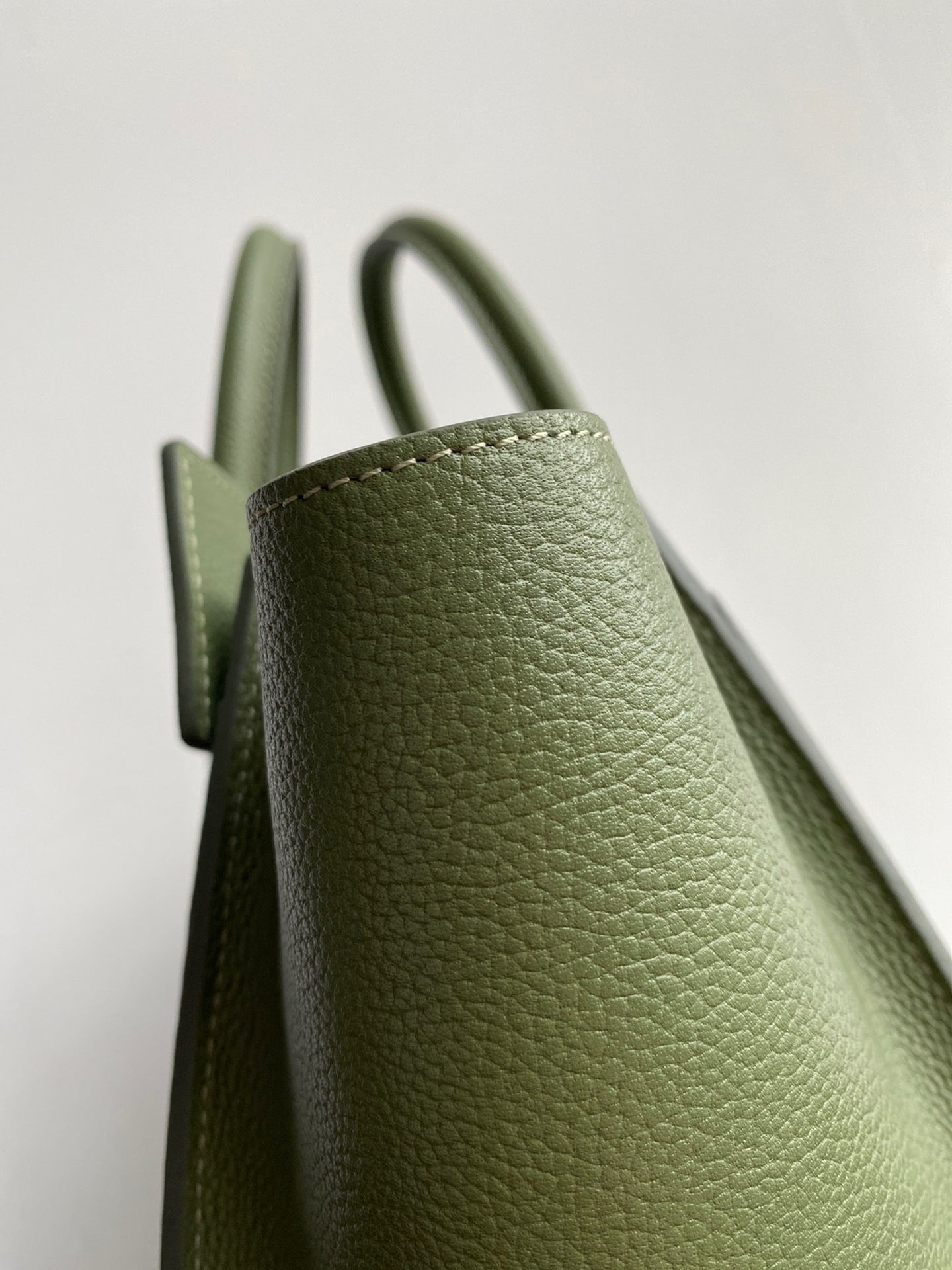 Celine Mini Luggage Tote Bag In Avocado Green Drummed Calfskin