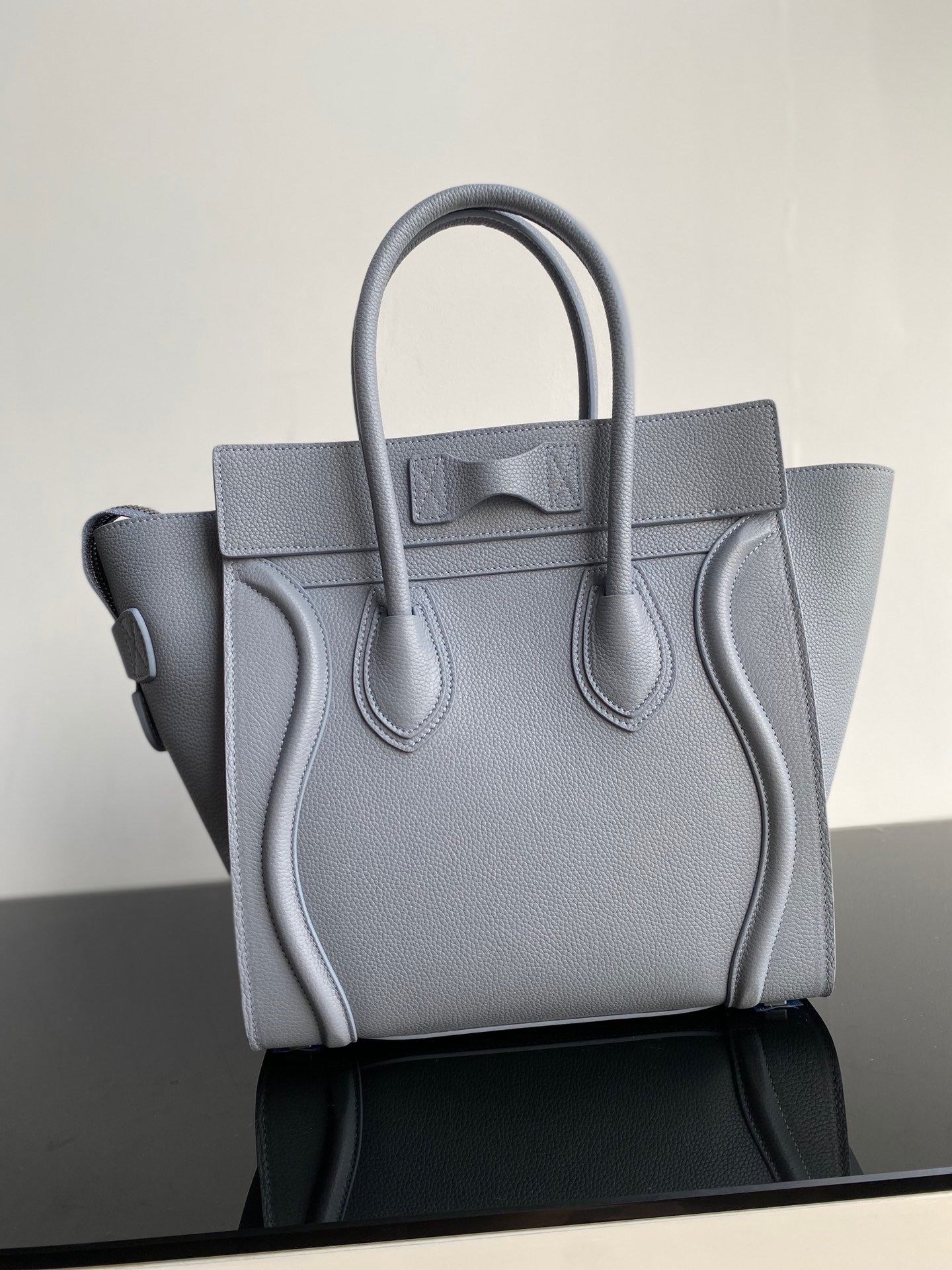 Celine Mini Luggage Tote Bag In Haze Blue Drummed Calfskin