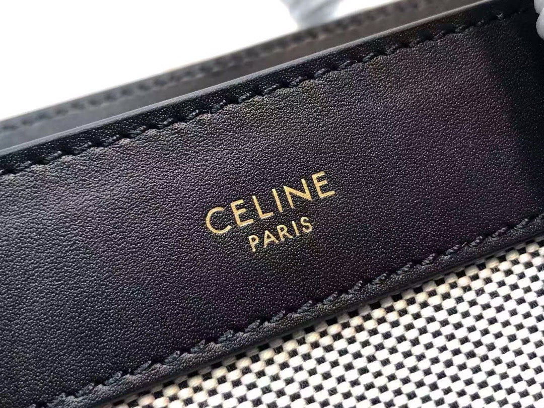 Celine Mini Luggage Tote Bag In Gray With Black Handle