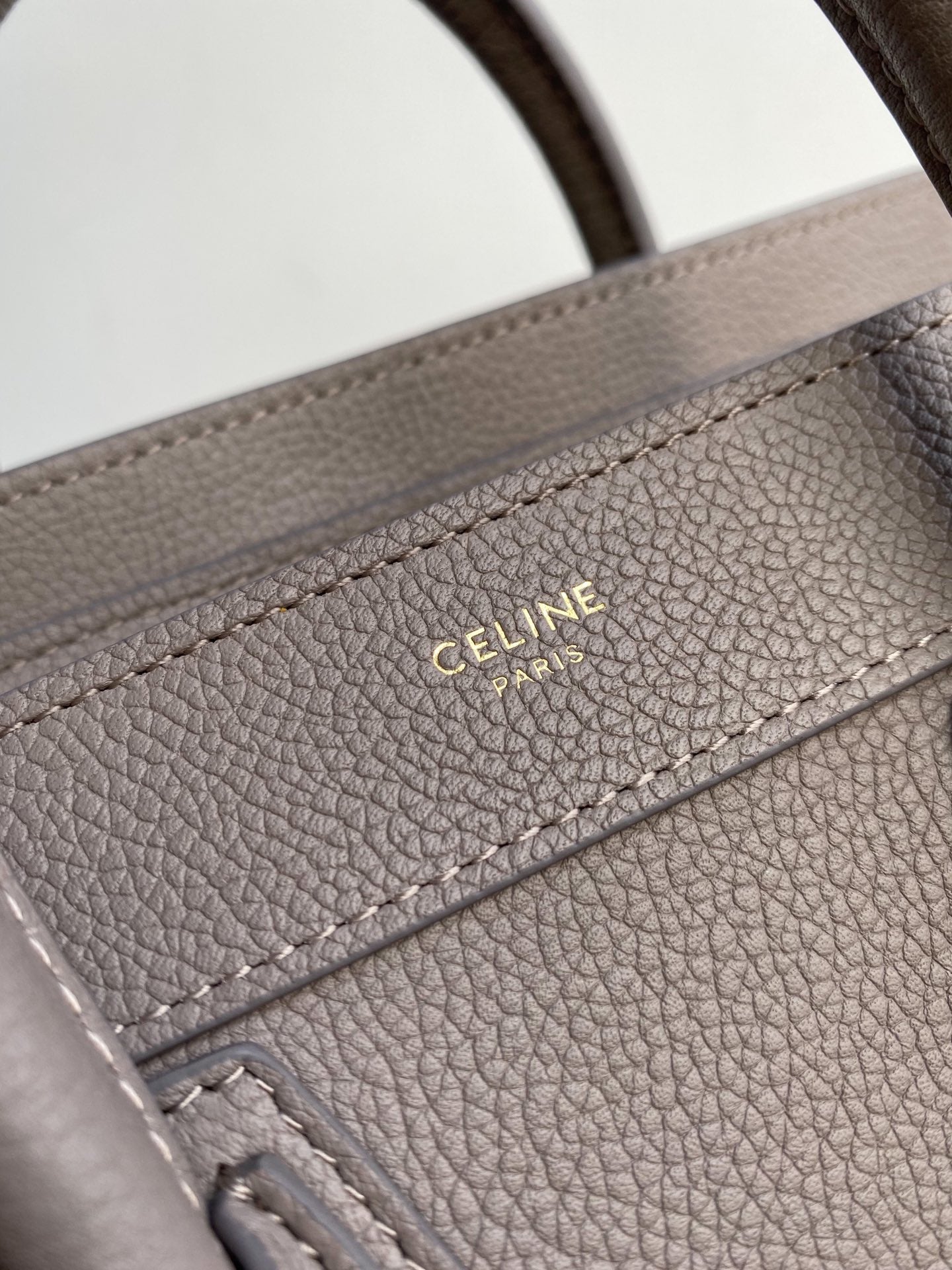 Celine Mini Luggage Tote Bag In Etoupe Drummed Calfskin