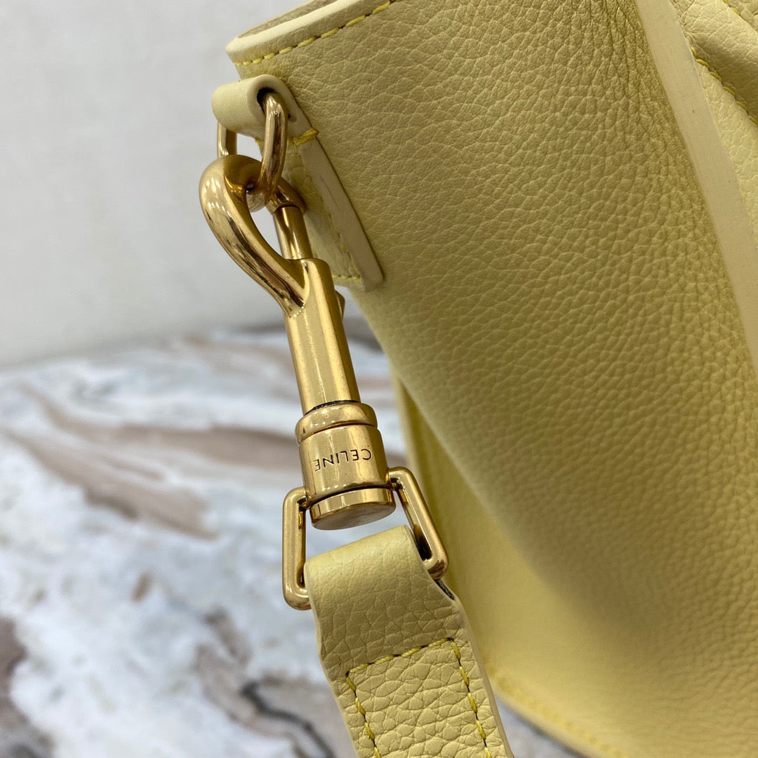 Celine Mini Luggage Tote Bag In Yellow Drummed Calfskin