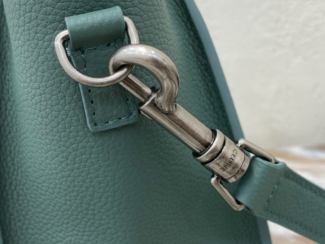 Celine Mini Luggage Tote Bag In Green Drummed Calfskin