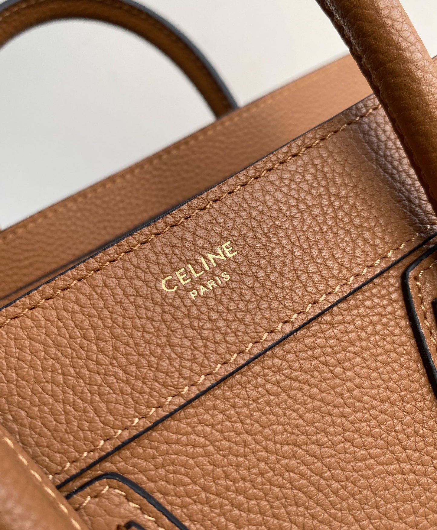 Celine Mini Luggage Tote Bag In Gold Drummed Calfskin