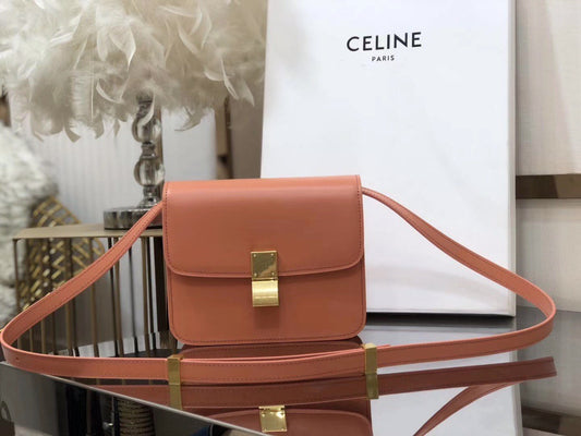 Celine Classic Box Small Bag In Orange Box Calfskin