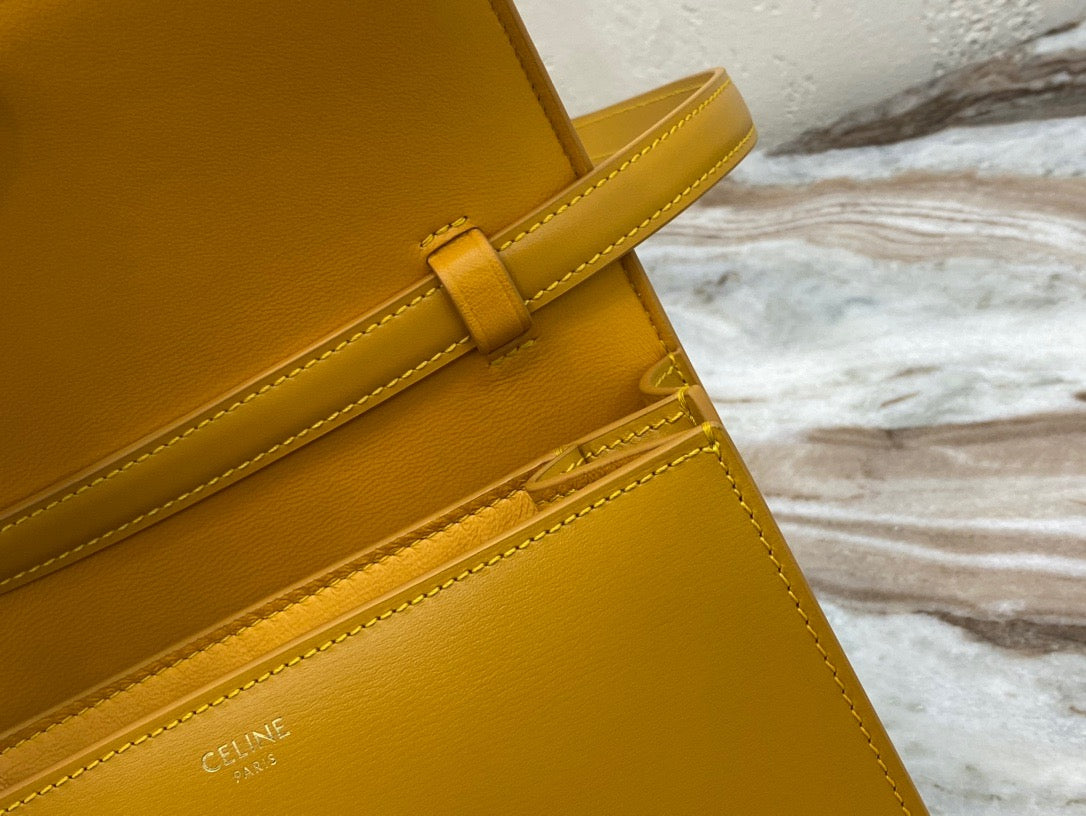 Celine Classic Box Small Bag In Yellow Box Calfskin