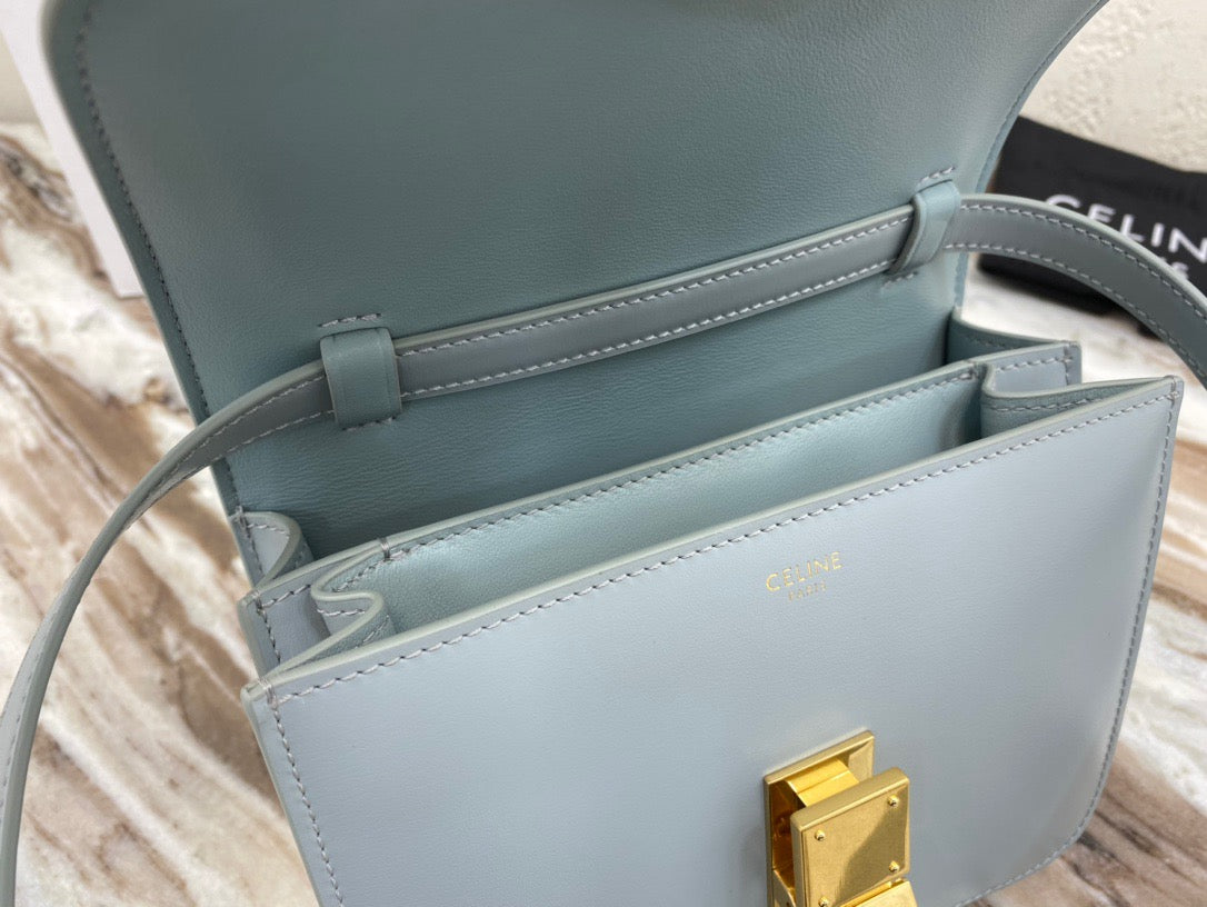 Celine Classic Box Small Bag In Blue Box Calfskin