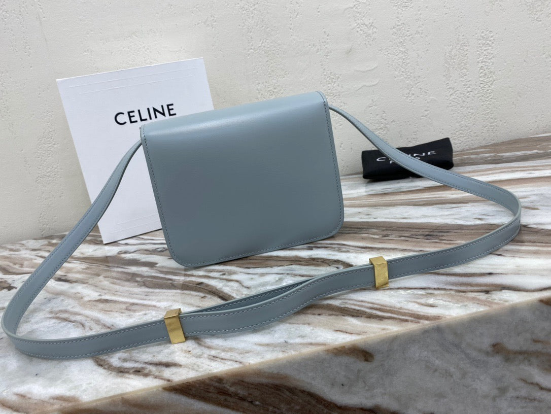 Celine Classic Box Small Bag In Blue Box Calfskin