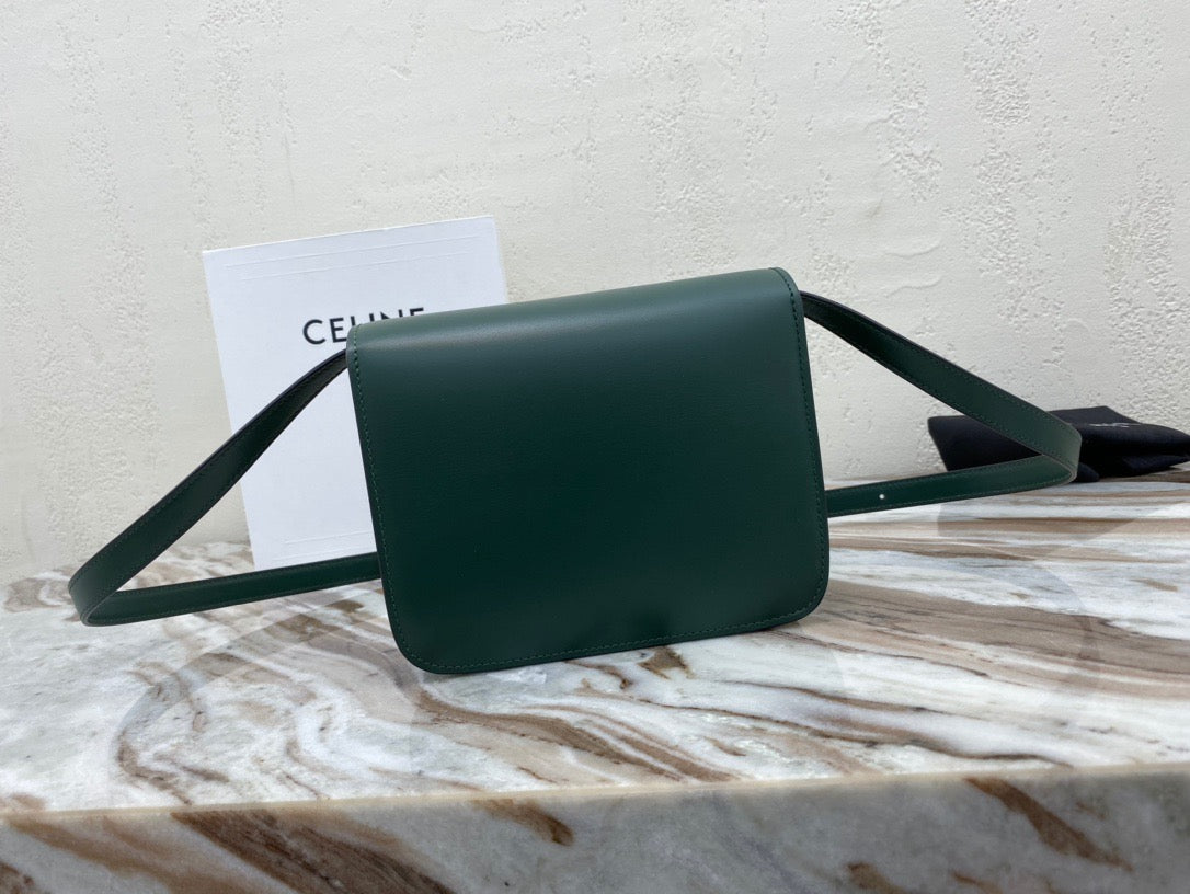 Celine Classic Box Small Bag In Dark Green Box Calfskin