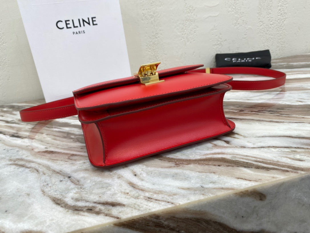 Celine Classic Box Small Bag In Red Box Calfskin