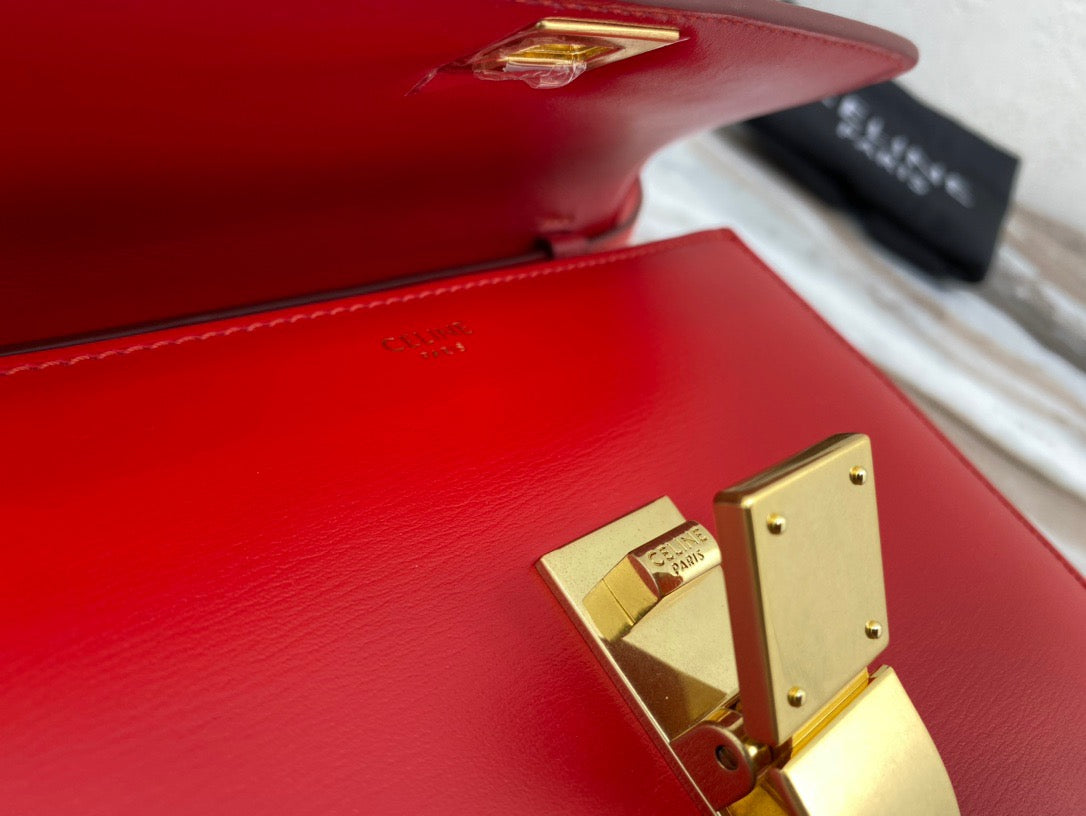 Celine Classic Box Small Bag In Red Box Calfskin