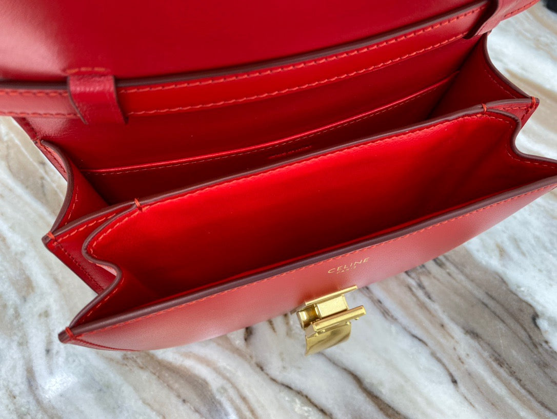 Celine Classic Box Small Bag In Red Box Calfskin