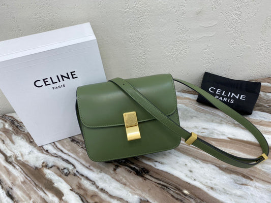 Celine Classic Box Small Bag In Army Green Box Calfskin