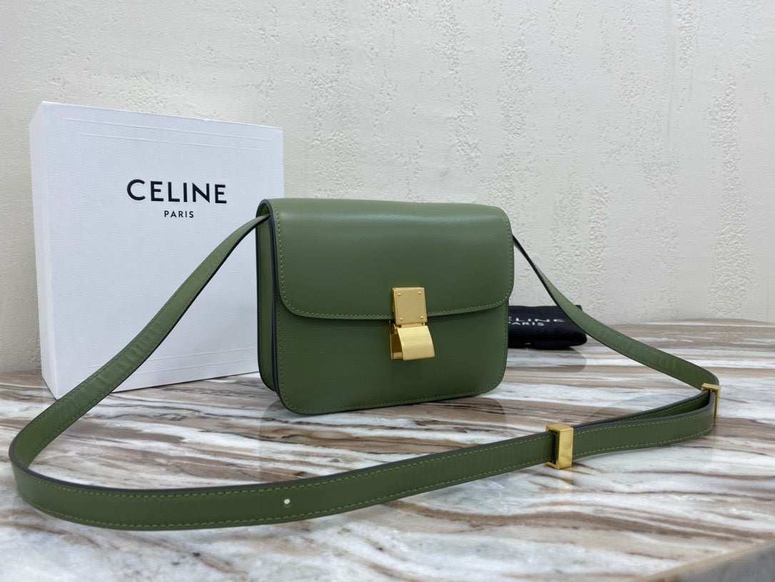 Celine Classic Box Small Bag In Army Green Box Calfskin