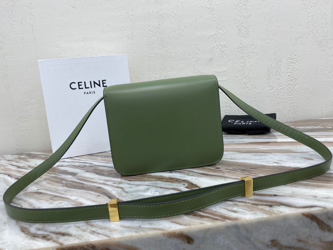 Celine Classic Box Small Bag In Army Green Box Calfskin