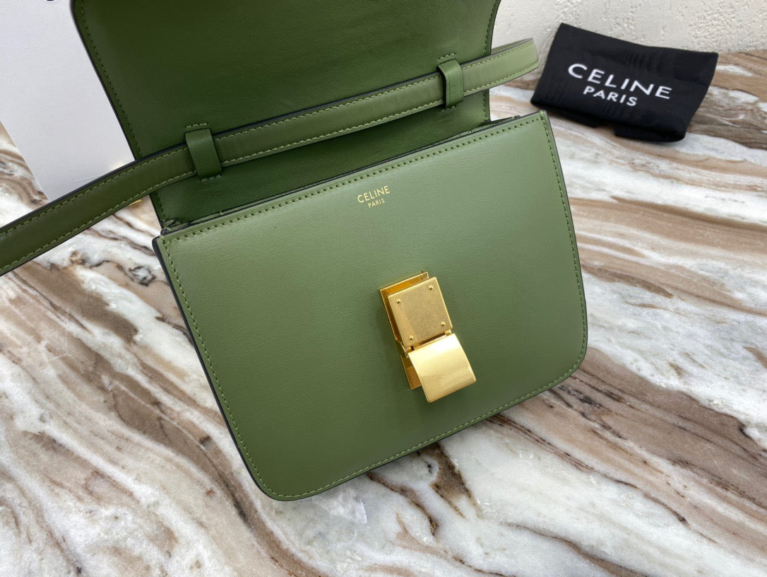 Celine Classic Box Small Bag In Army Green Box Calfskin